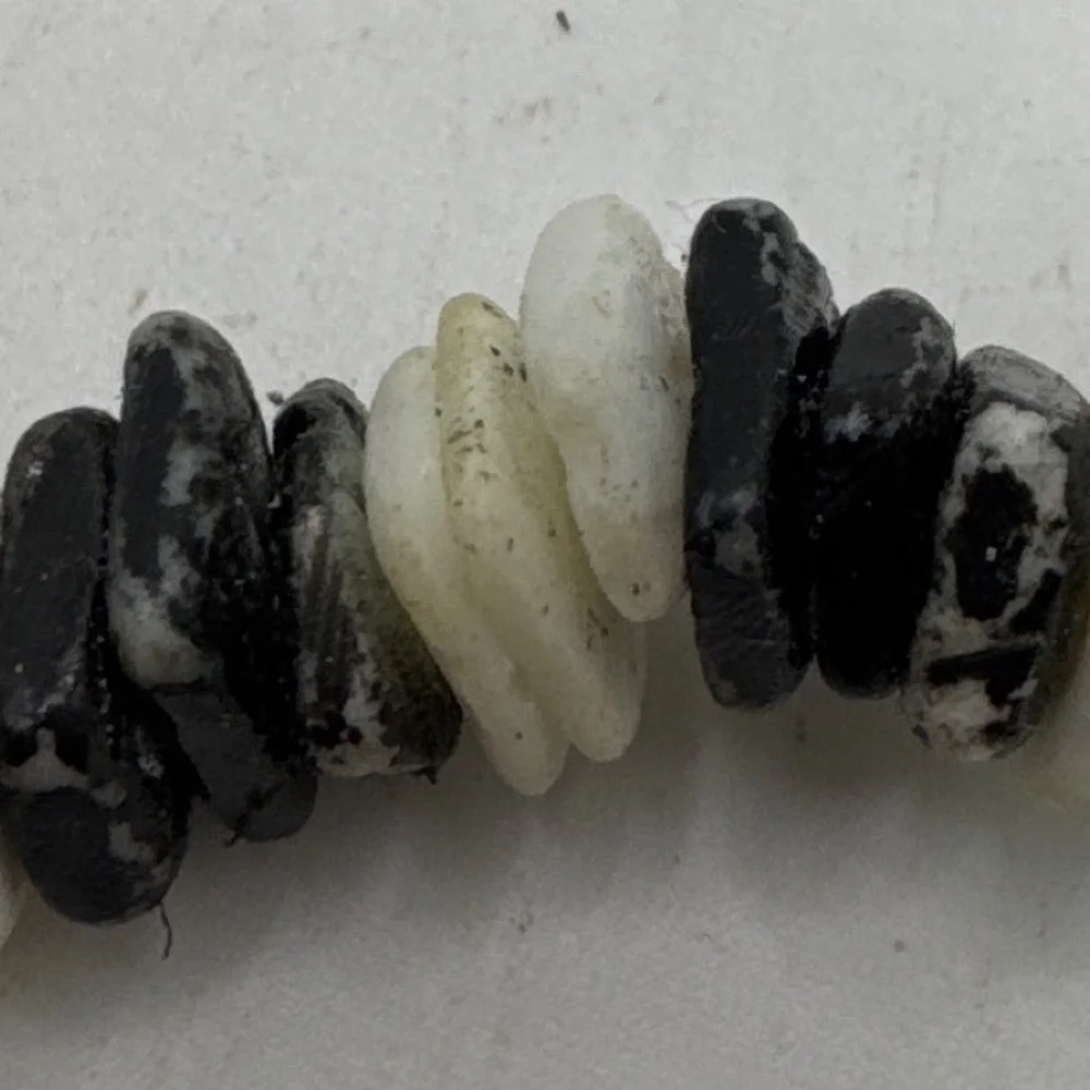 Vintage Black and White Puka Shell Necklace 18 Inch Surfer Beach Barrel Clasp